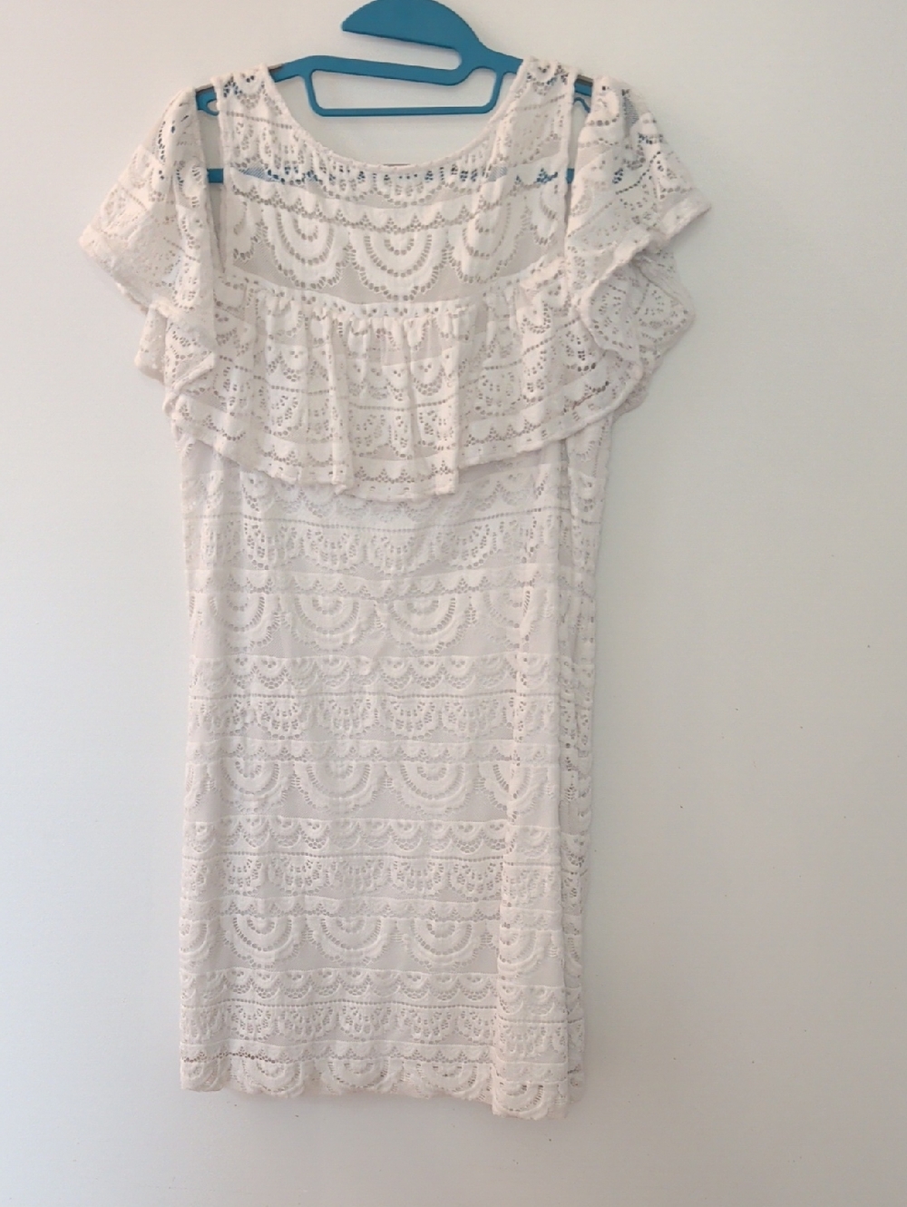 Lilly Pulitzer White Lace Ruffle Off-Shoulder Mini Dress